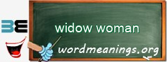 WordMeaning blackboard for widow woman